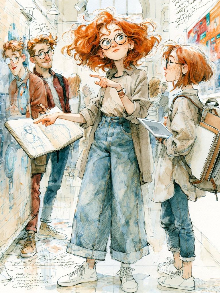 Art Students Watercolor Illustration Poster. poster — illustration art