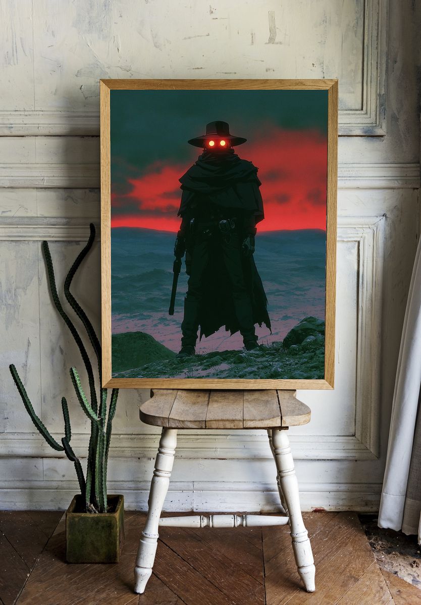 Masked Gunslinger Sci-Fi Poster. room preview