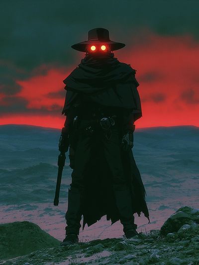 Masked Gunslinger Sci-Fi Poster. poster