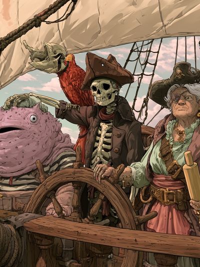 Pirate Crew Fantasy Illustration Poster.