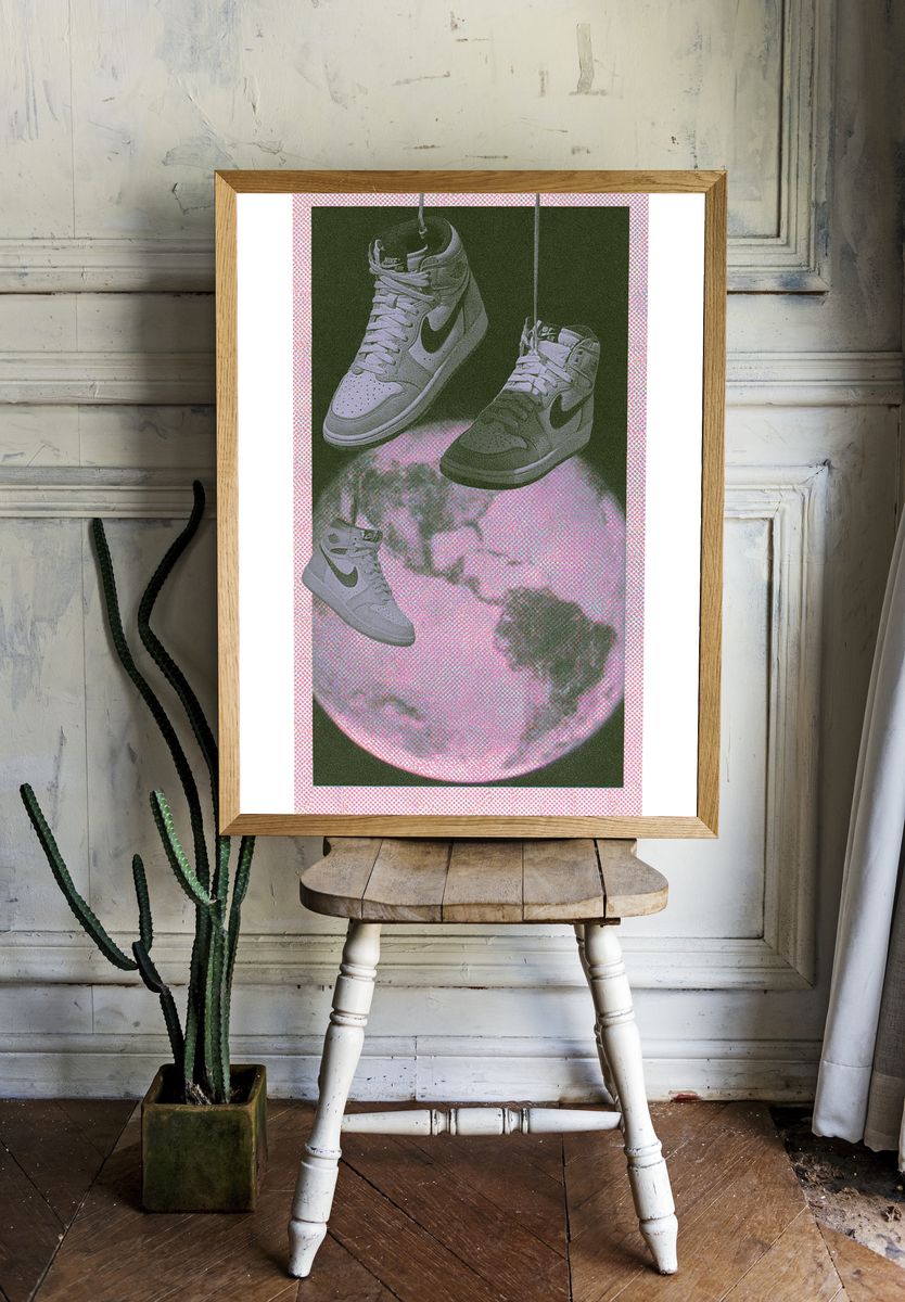 Sneaker Moon Collage Poster. room preview