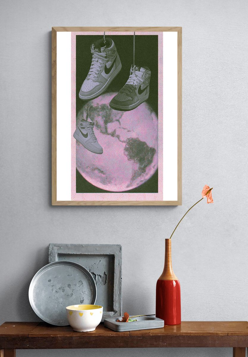 Sneaker Moon Collage Poster. — room view 3