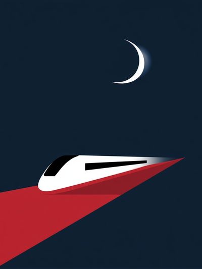 Minimalist Train Night Poster.