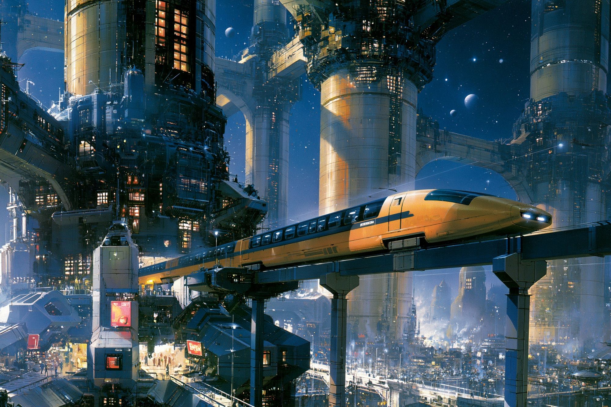 Futuristic Skytrain Cityscape Poster. poster detail