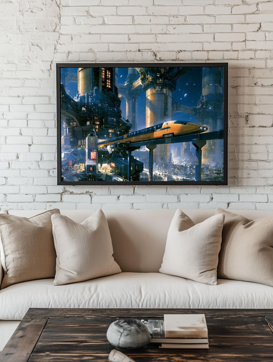 Futuristic Skytrain Cityscape Poster. room preview