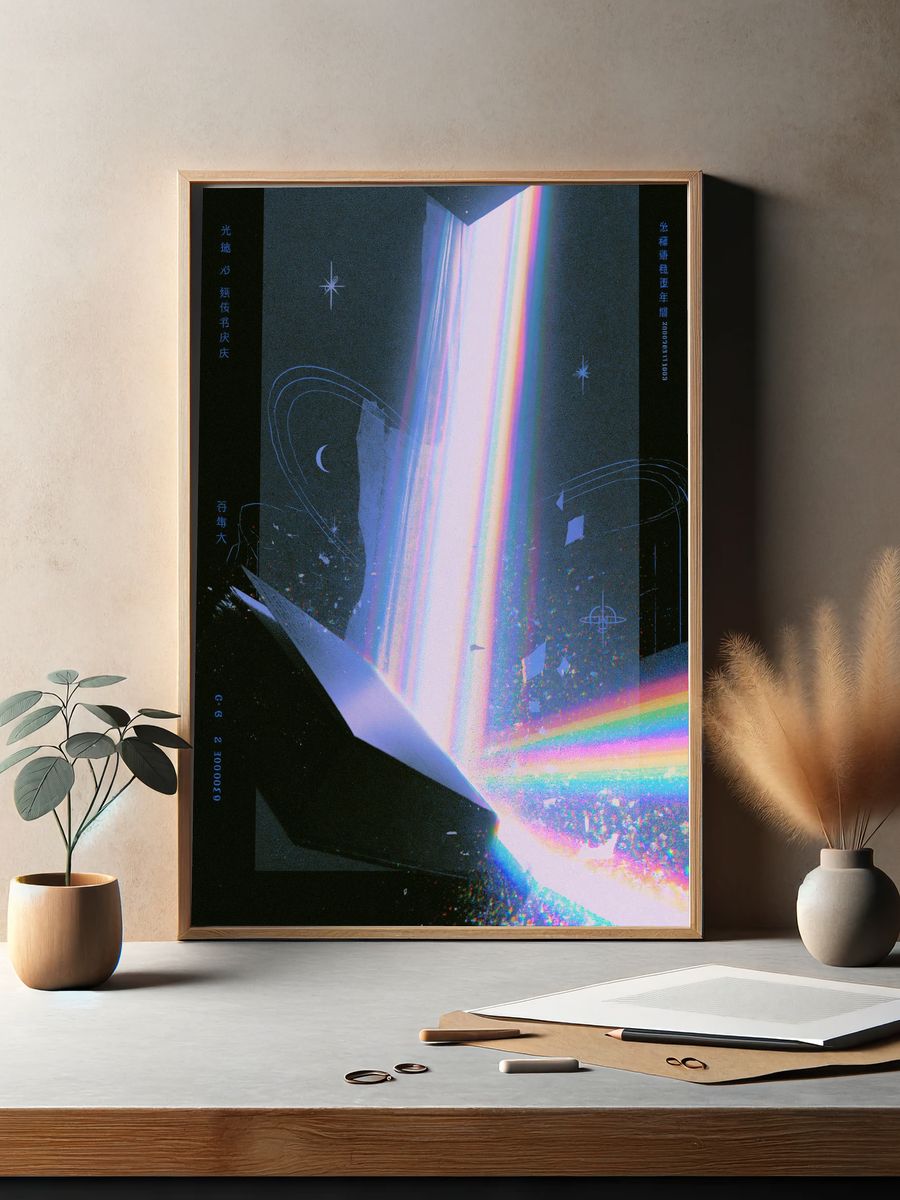 Cosmic Prism Digital Art Poster. — room view 2