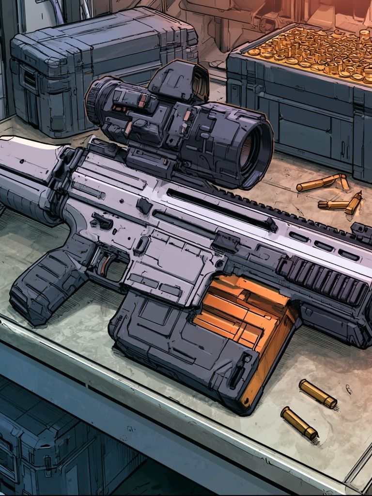 Sci-Fi Rifle Workshop Illustration Poster. poster detail