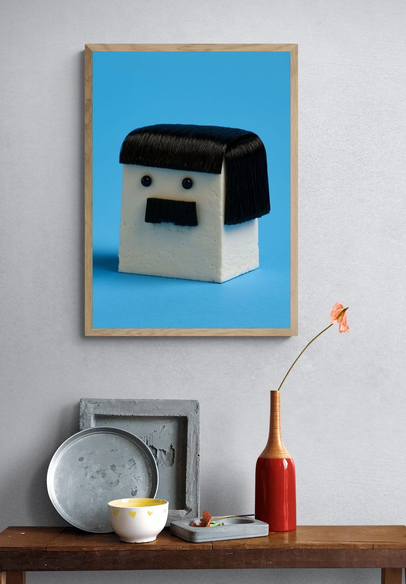 Minimalist Mustache Cube Poster. — room view 3