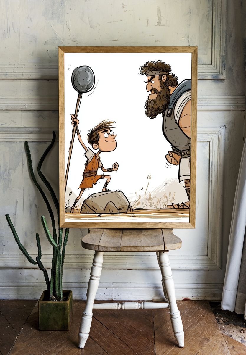 David and Goliath Illustration Poster. room preview