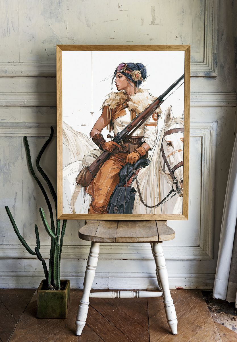 Cowgirl Rider Digital Art Poster. room preview
