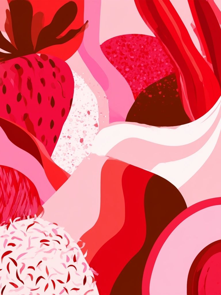 Strawberry Bloom Abstract Poster. poster — illustration art
