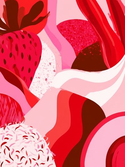 Strawberry Bloom Abstract Poster. poster