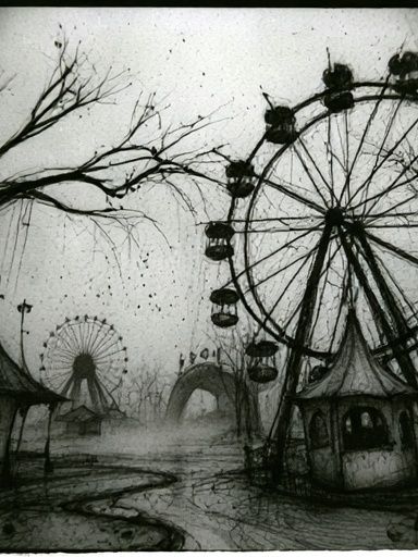 Haunted Ferris Wheel Illustration Poster. poster detail
