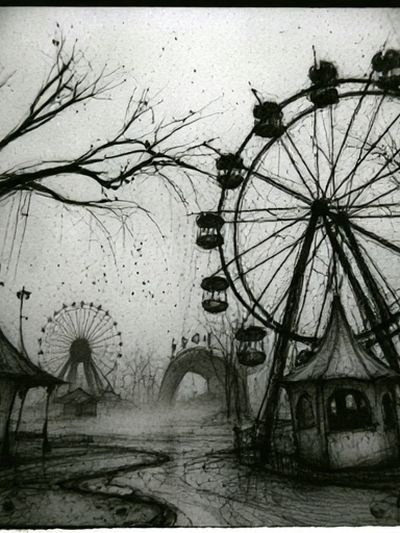 Haunted Ferris Wheel Illustration Poster. poster