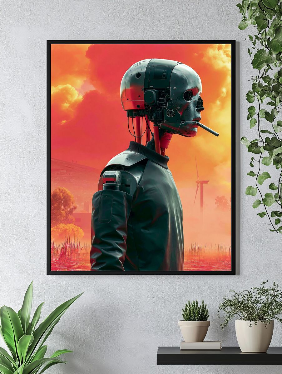 Cybernetic Skull Portrait Print. — room view 4