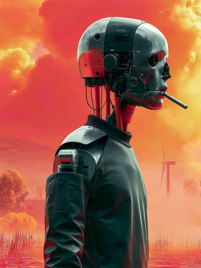 Cybernetic Skull Portrait Print.
