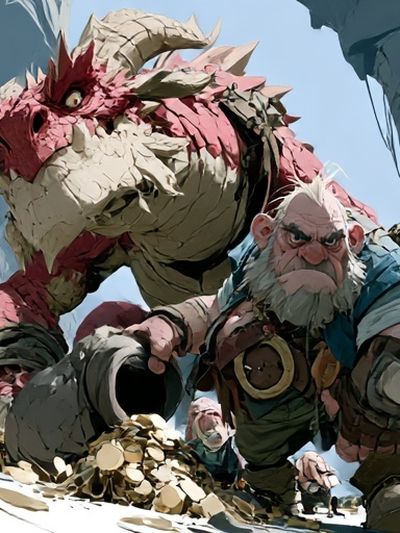 Fantasy Dwarf and Dragon Poster. poster