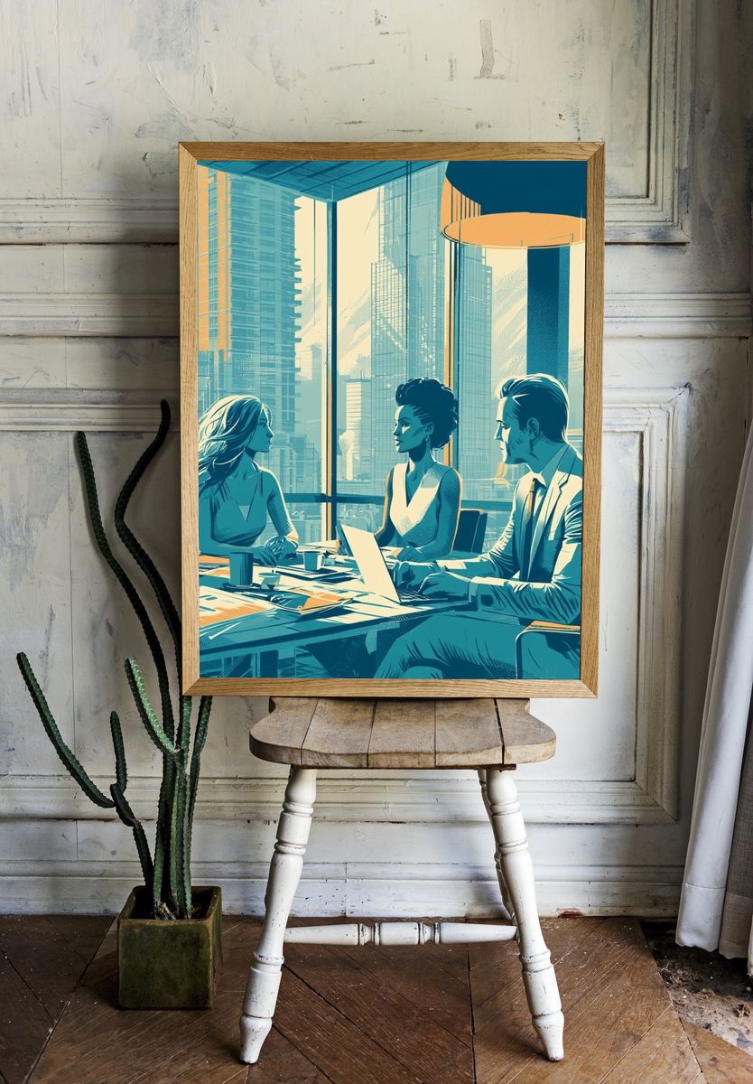 City Office Meeting Illustration Poster. room preview