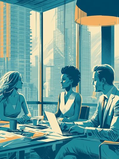 City Office Meeting Illustration Poster. poster