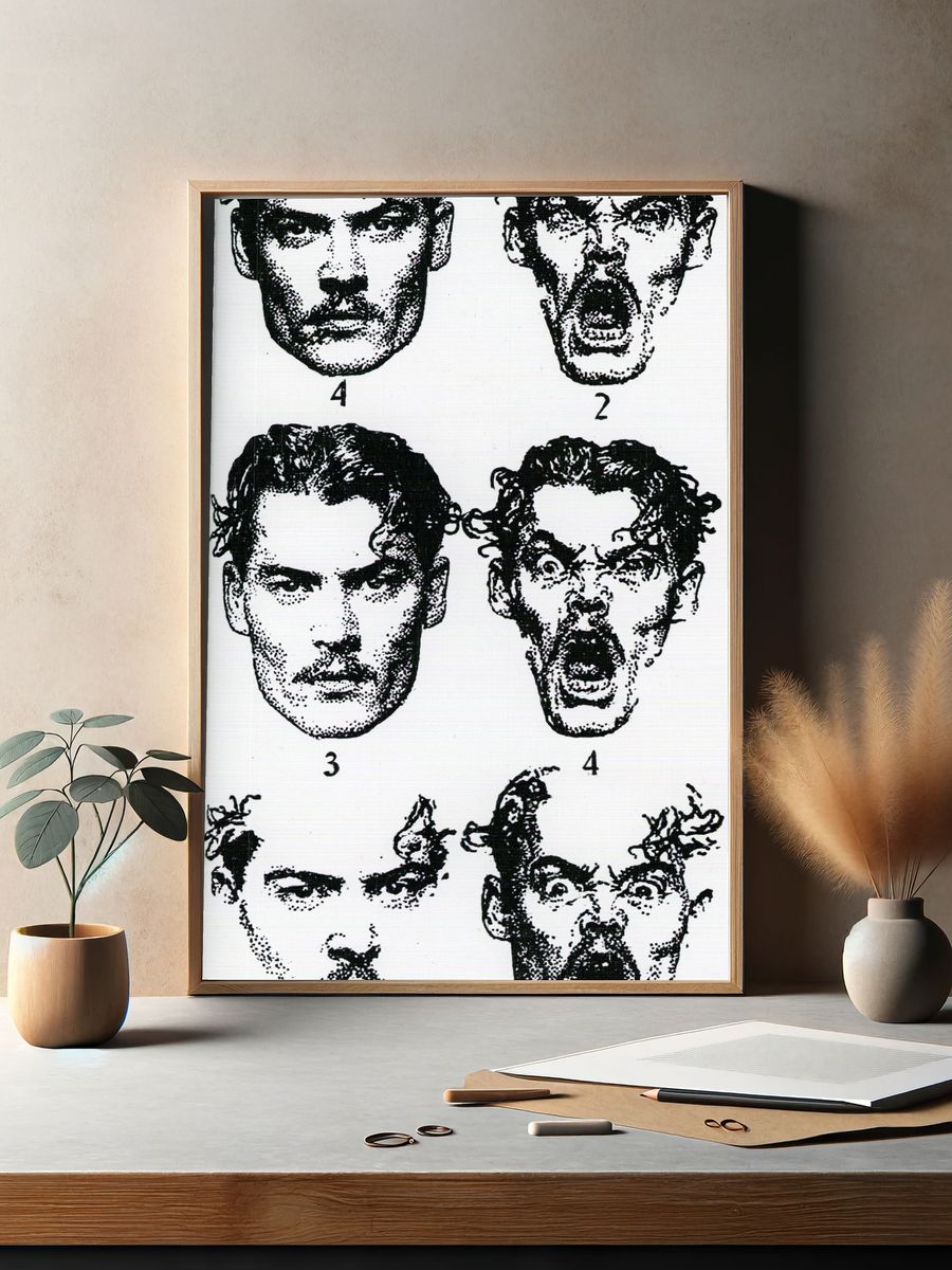 Monochrome Faces Typography Print. — room view 2