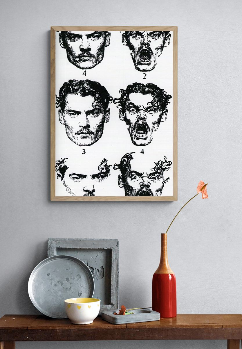 Monochrome Faces Typography Print. — room view 3