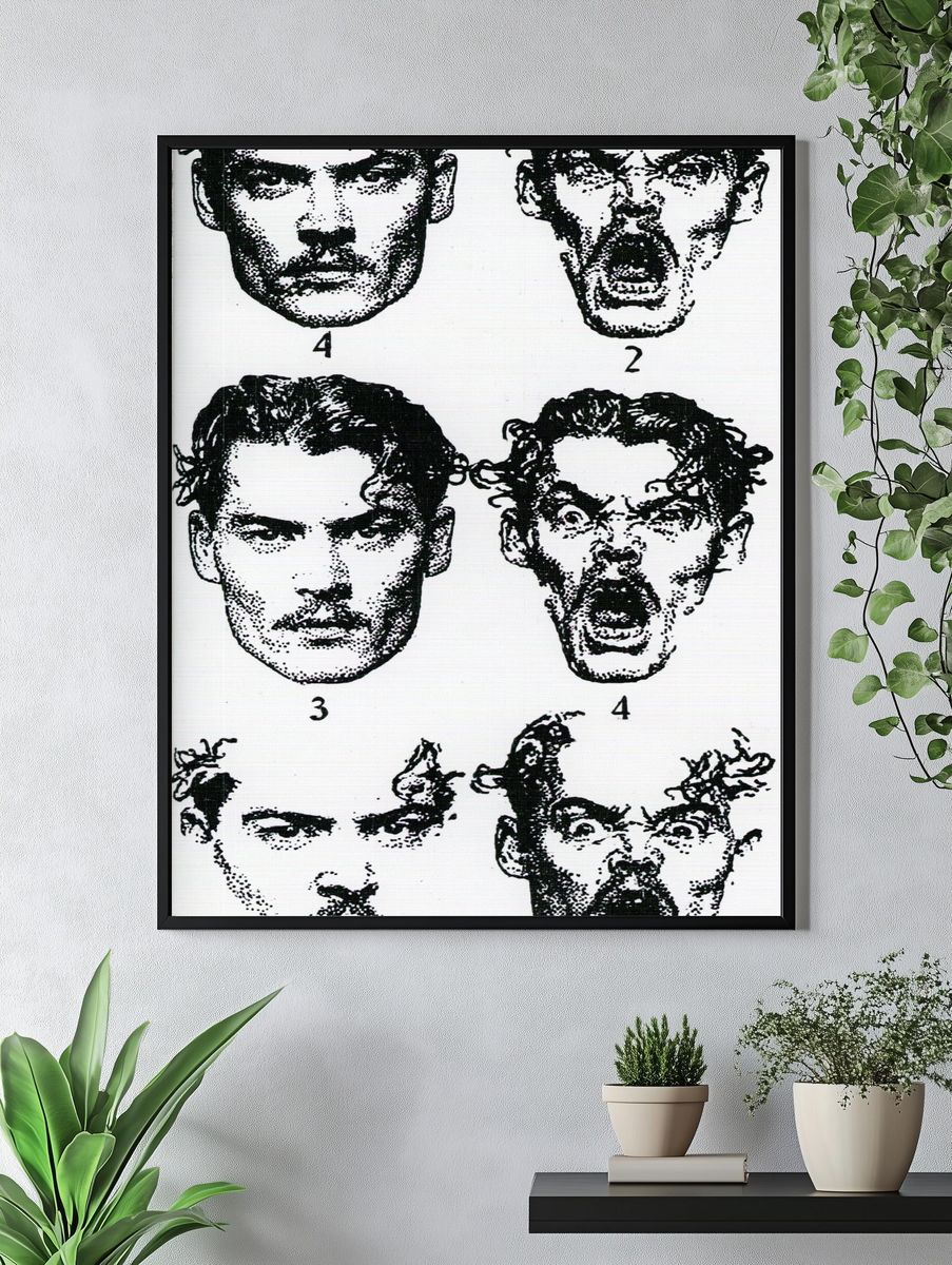 Monochrome Faces Typography Print. — room view 4