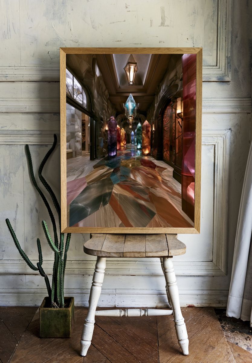 Crystal Hallway Digital Art Poster. room preview