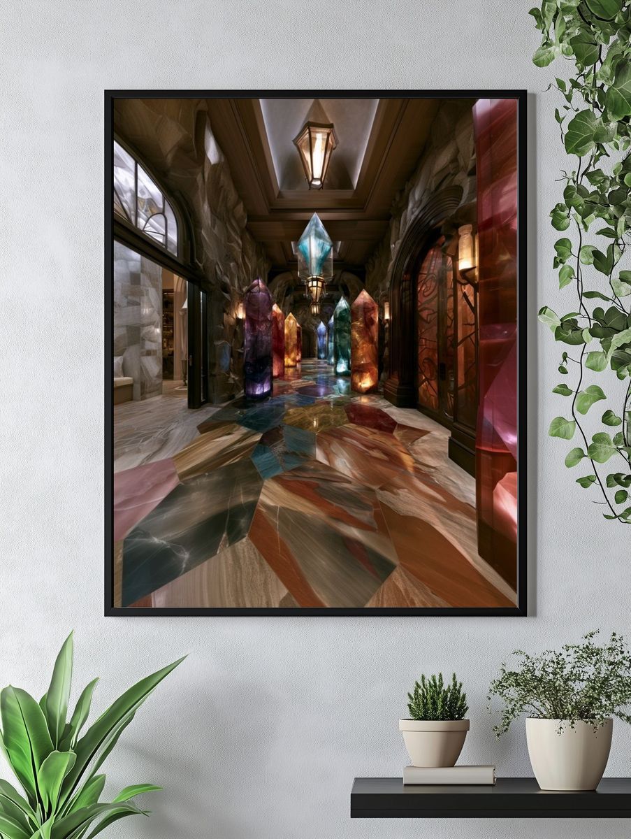 Crystal Hallway Digital Art Poster. — room view 4