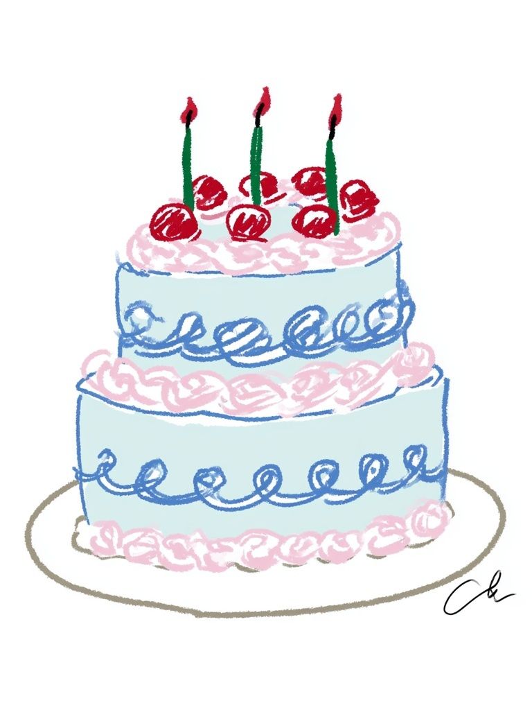 Birthday Cake Illustration Poster. poster detail