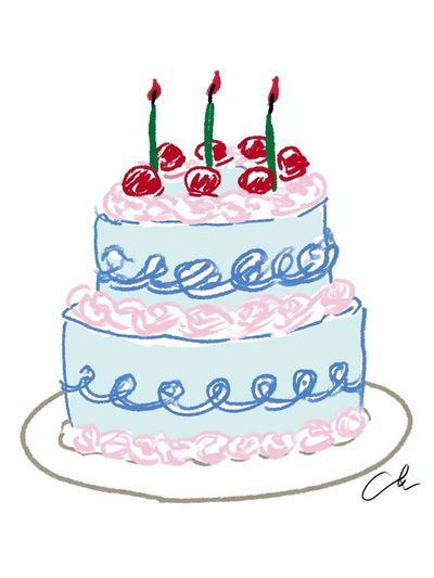 Birthday Cake Illustration Poster.