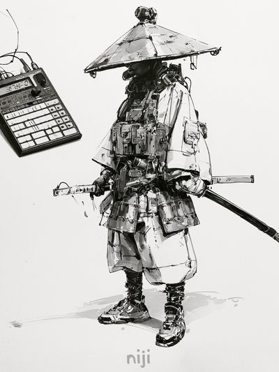 Samurai Ink Illustration Poster. poster