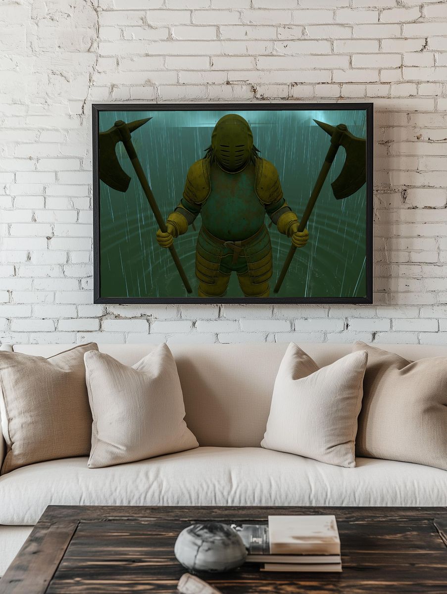 Armored Knight in Rain Poster. room preview