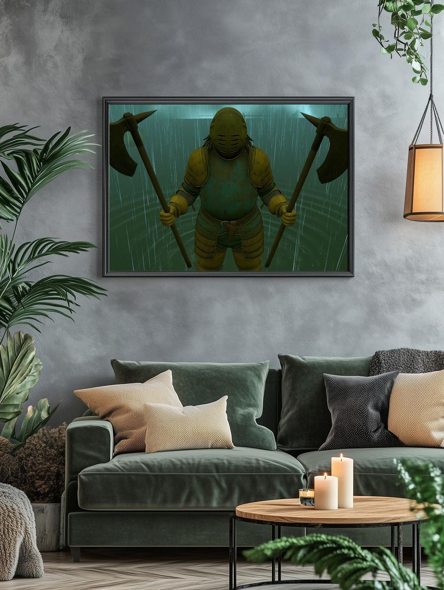 Armored Knight in Rain Poster. — room view 4