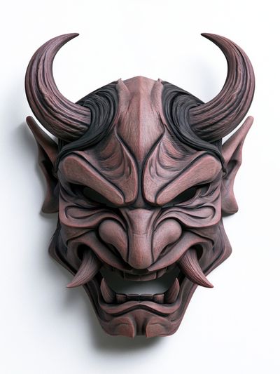 Oni Mask Digital Art Poster.
