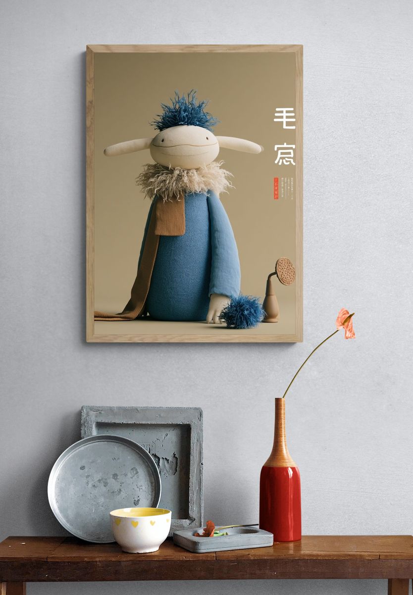 Plush Character Illustration Poster. — room view 3