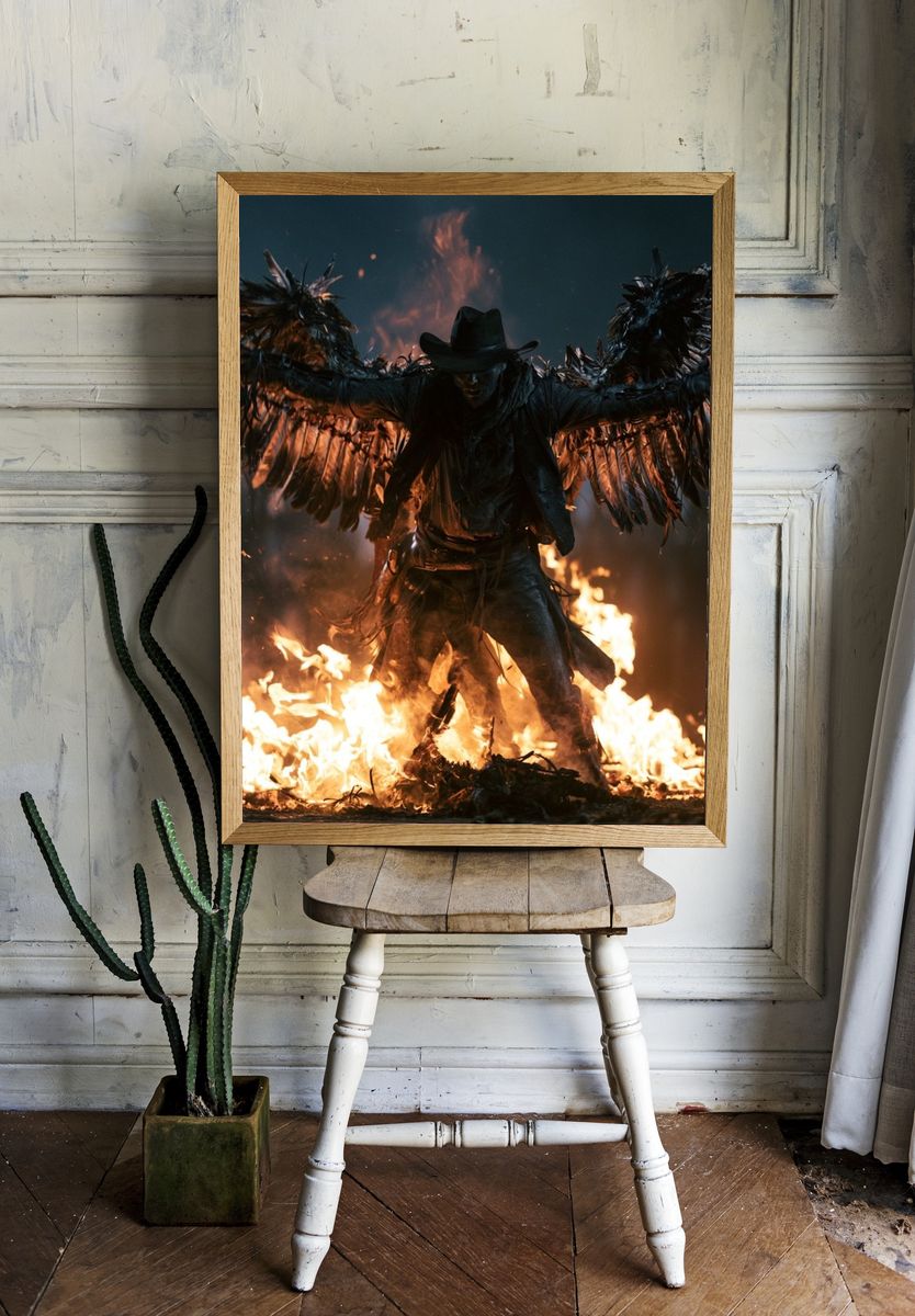 Winged Cowboy Fire Ritual Poster. room preview