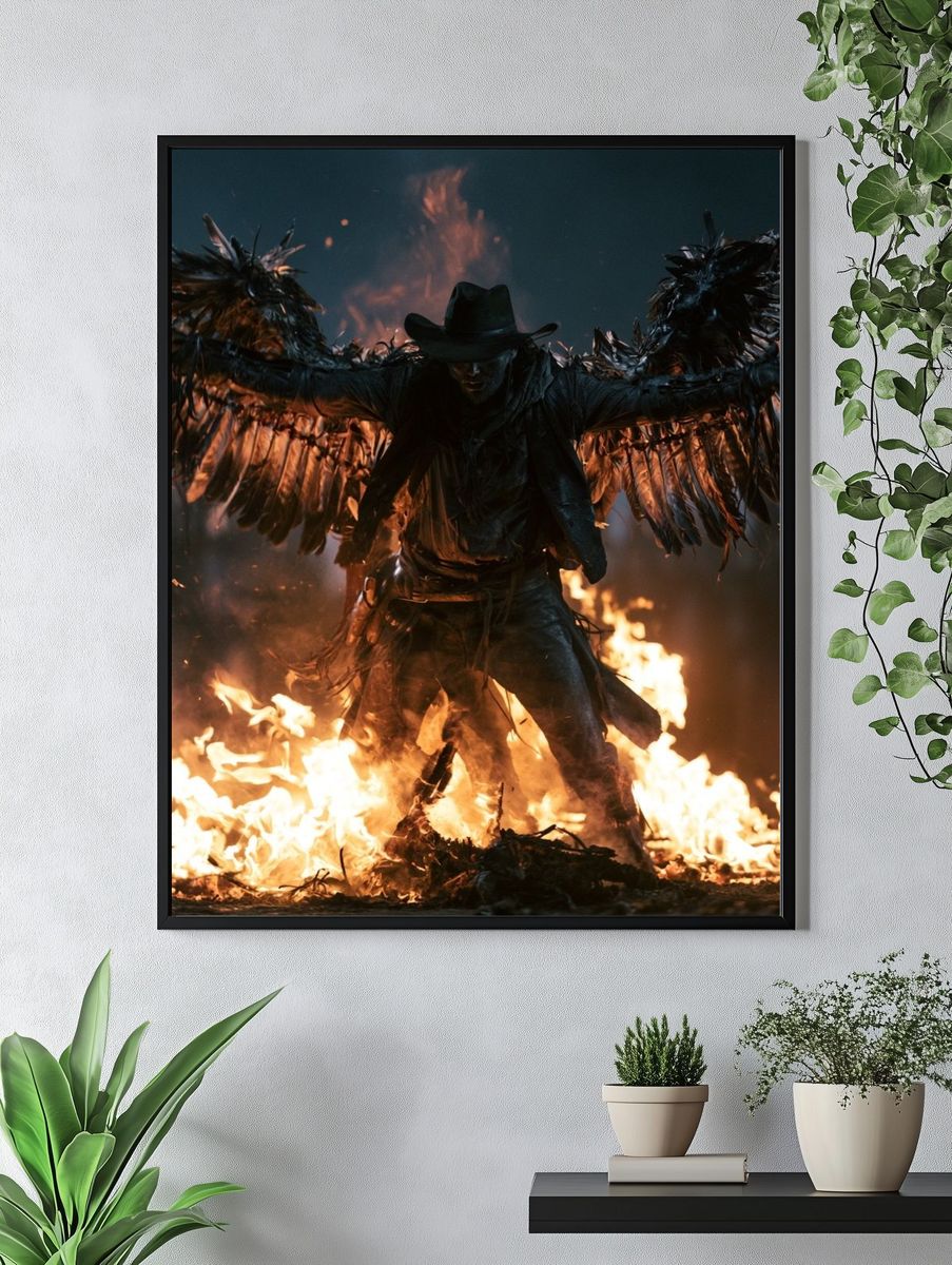 Winged Cowboy Fire Ritual Poster. — room view 4