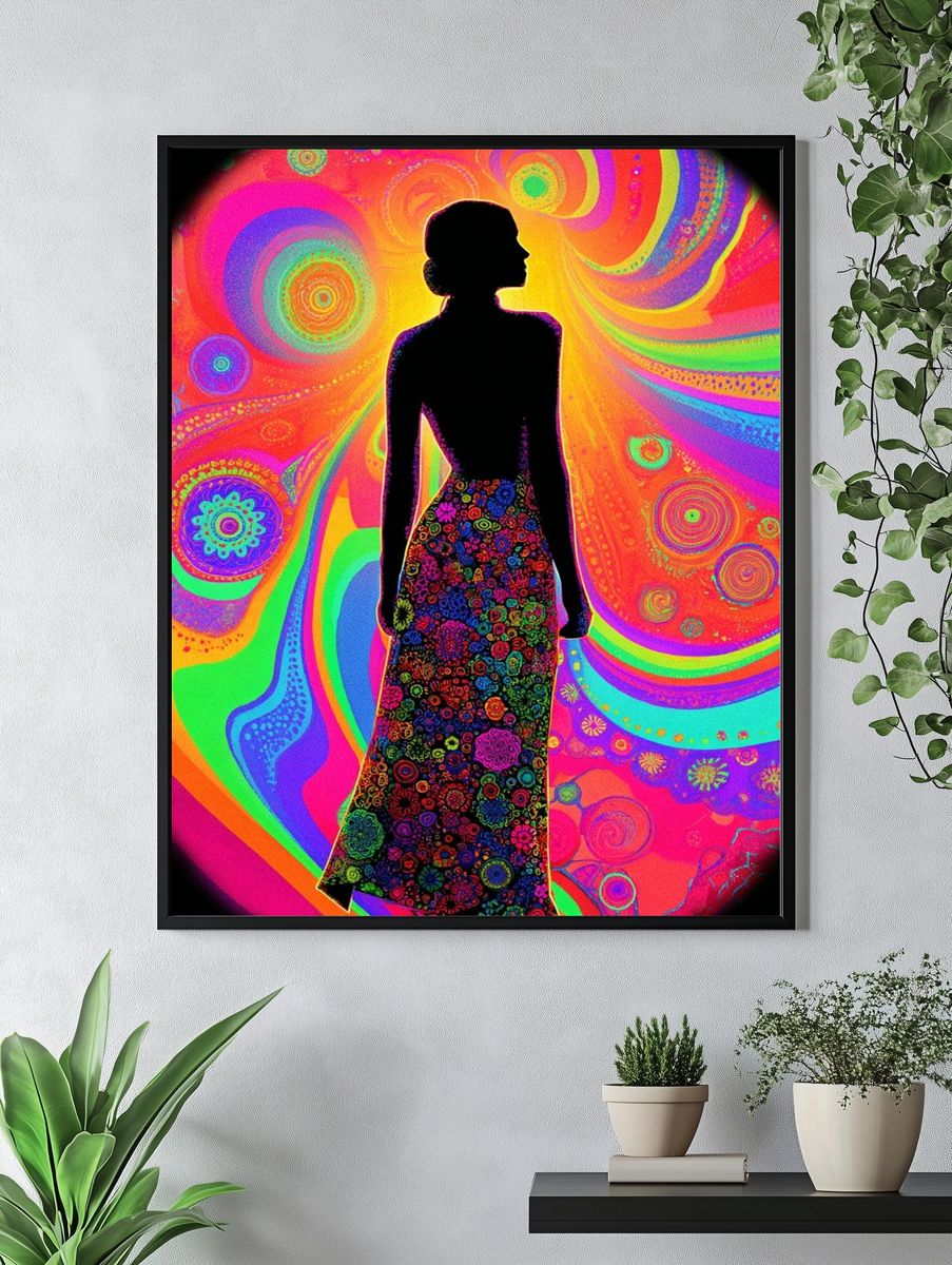 Psychedelic Silhouette Illustration Poster. — room view 4