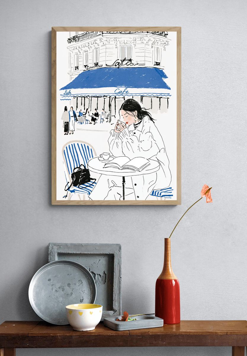 Paris Cafe Sketch Poster. — room view 3