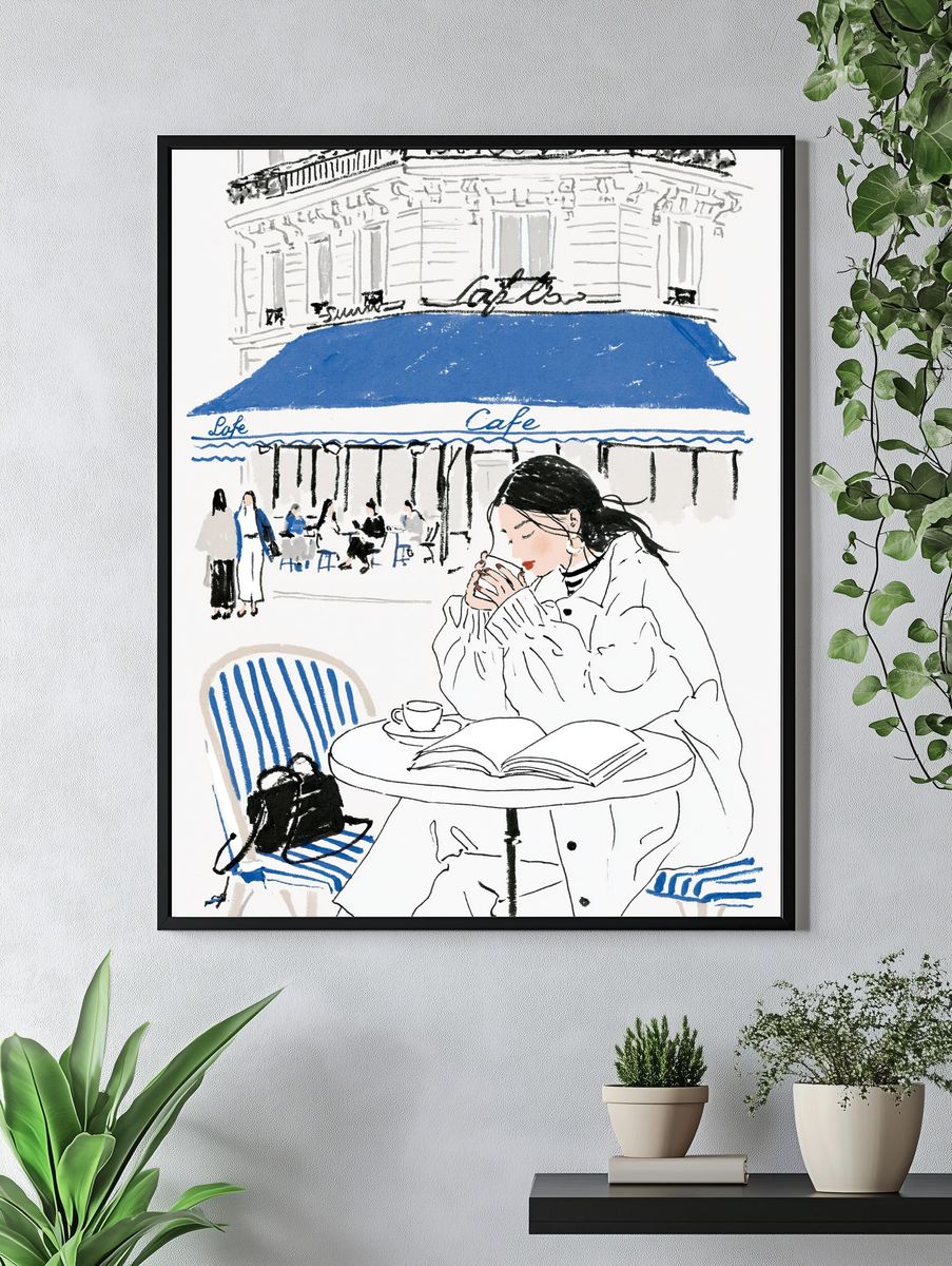 Paris Cafe Sketch Poster. — room view 4