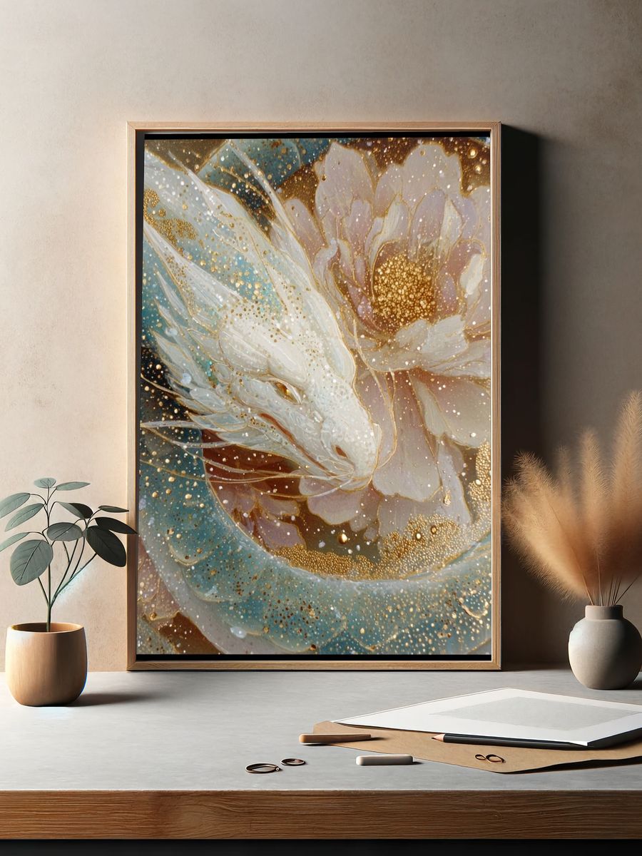 Celestial Dragon Flower Abstract Print. — room view 2