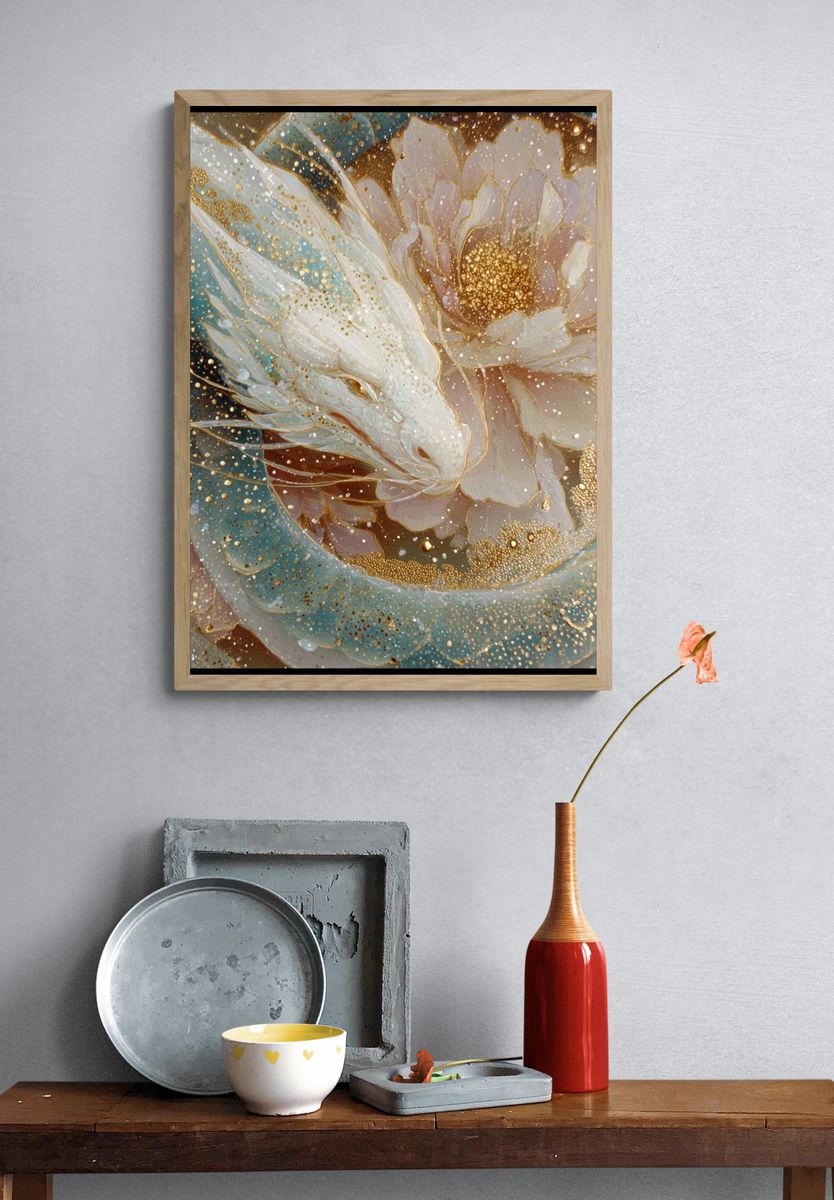 Celestial Dragon Flower Abstract Print. — room view 3