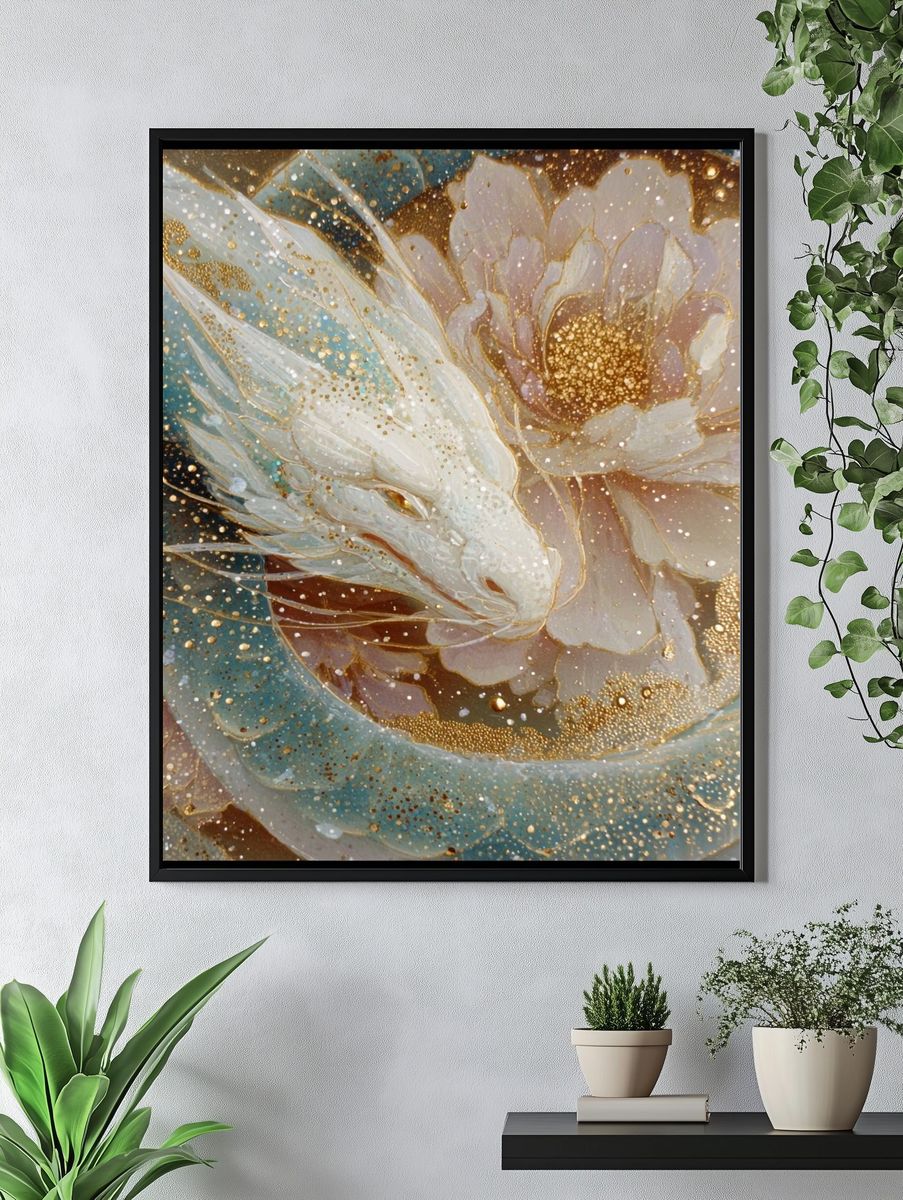 Celestial Dragon Flower Abstract Print. — room view 4