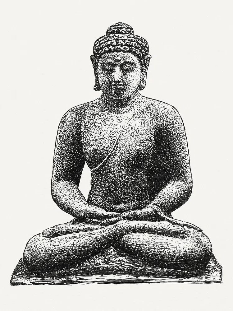 Buddha Borobudur (ca. 1891–1941) drawing. poster — illustration art