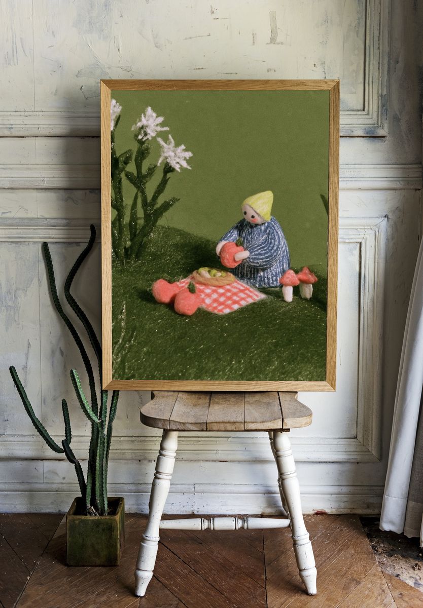 Miniature Picnic Scene Illustration Print. — room view 1