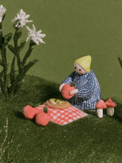 Miniature Picnic Scene Illustration Print.