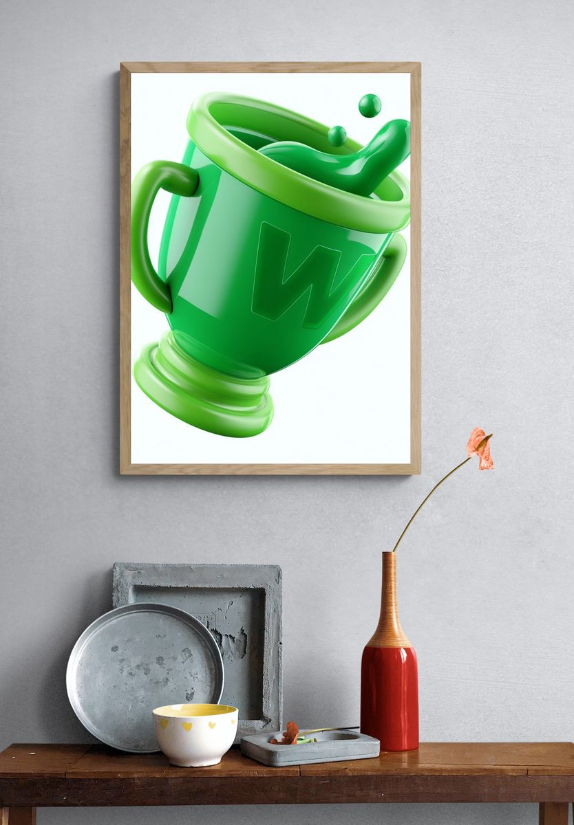 Green Trophy Illustration Poster. — room view 3