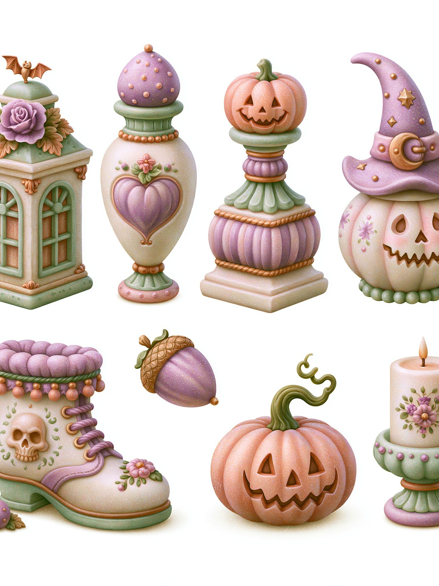 Pastel Halloween Decor Illustration Poster. poster — illustration art