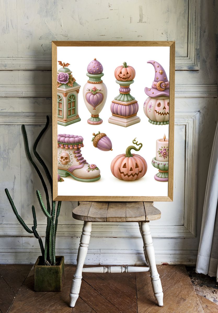 Pastel Halloween Decor Illustration Poster. room preview