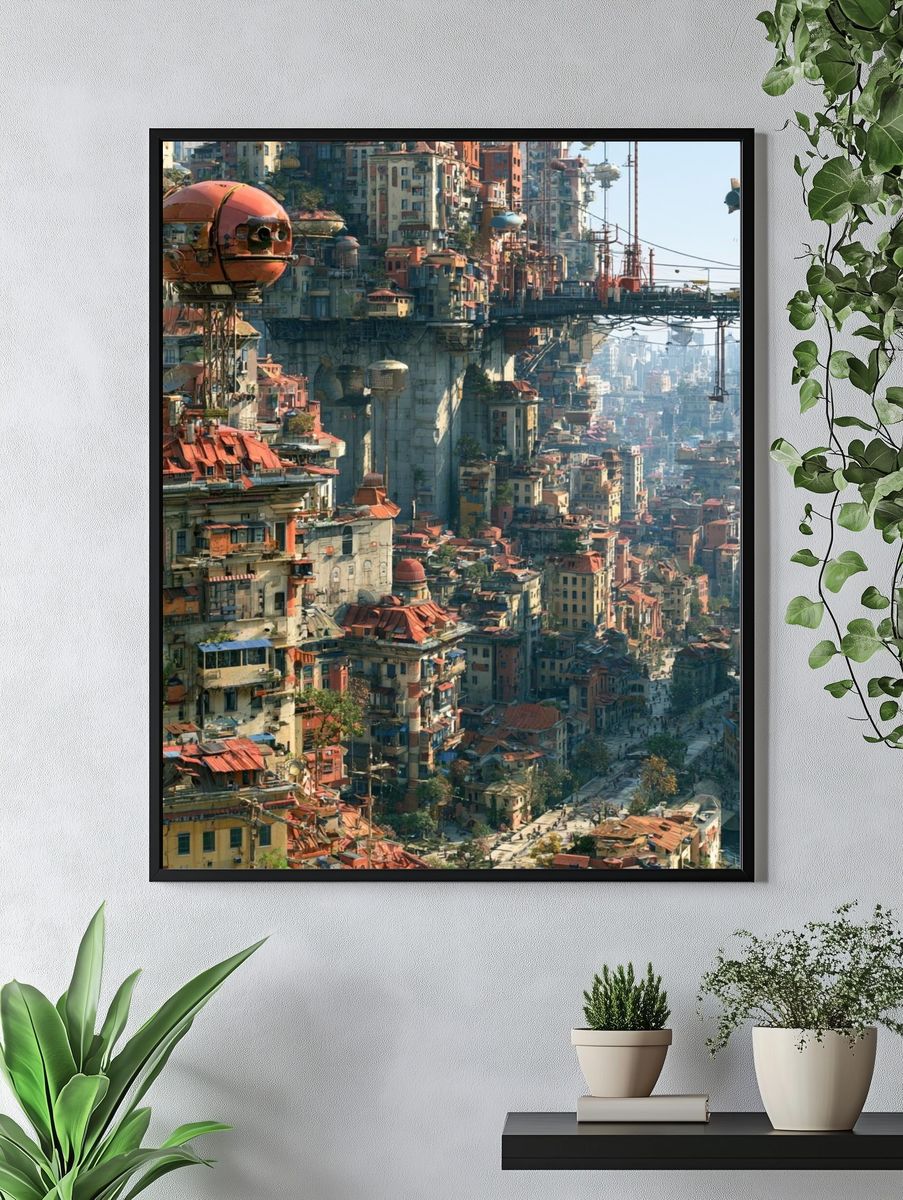 Futuristic Sky City Landscape Poster. — room view 4